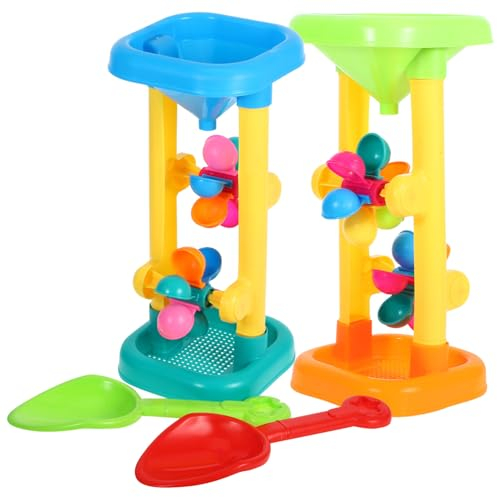ifundom Beach Toys, Sand Wheel Beach Toy Beach Tool Kit Sand and Water Sifting Funnel Beach Hourglass Toy Kids Sand and Water Wheel Tower Kids Sandbox Toys for Travel