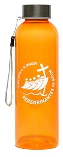 PILGRIM'S BACKPACK Bottiglia in Plastica RPET, Borraccia con Tappo AntiGoccia, Capacità 500 ml, Prodotto Ufficiale Giubileo 2025 (Arancione)