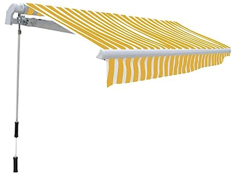 Tenda da sole da giardino, con braccio snodato, funzionamento a mano, 300 cm, giallo/bianco per terrazza