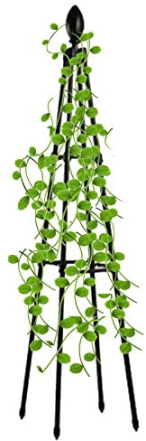 Metal Garden Trellis for Climbing Plants - Rustproof Obelisk Sweet Pea Frame with Potted Rattan for Outdoor Flowers