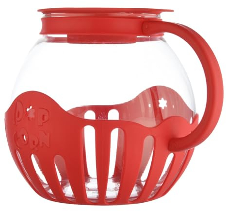 Popcorn Popper With A Lid And Collapsible Silicone Microwave Hot Air Popcorn Popper Bowl Borosilicate Glass 2.25 Quart Popcorn Bowl