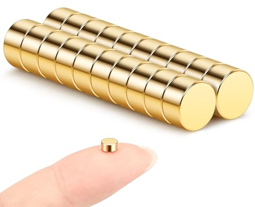 Wukong Gold Magnets 5x2.5mm | 20 Pack, Strong Round Magnet Mini Round Magnets for Whiteboard Crafts, Photos, Home and Office