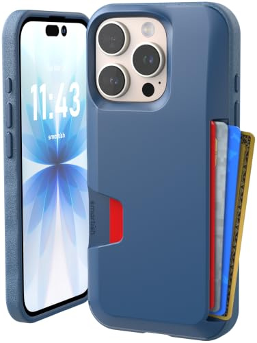 Smartish® iPhone 16 Pro Wallet Case - Wallet Slayer Vol. 1 [Slim + Protective] Credit Card Holder - Drop Tested Hidden Flip Card Slot Cover Compatible with Apple iPhone 16 Pro - Blues on The Green
