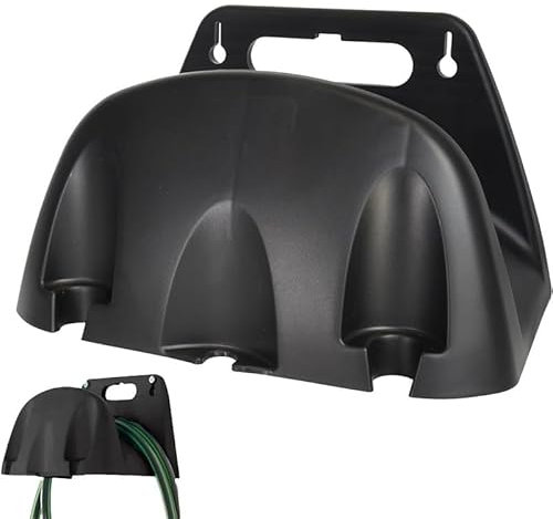 Garden Hose Holder, Decorative Hose Butler Sturdy Water Hose Rack, Durable Wall Hose Hanger, Hose Reel for Outside Yard, Garage, Storage Organizer (Black)