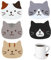 MaoNativey 5 Pièces Cat Tasse Silicone Mug Dessous de Verre,Dessous de Verre décoratifs, Antidérapants Lavable sous-Verres pour Boissons, Verres, Tasses, Bar