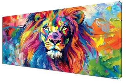 Peinture par Numéros Adultes lion, Peinture Numero Adulte colorée Kit de Peinture au Numéro Grand Format 90x180 cm Loisirs Créatifs Adultes Peinture à l'huile DIY, Peinture Acrylique Sans Cadre Y6-197