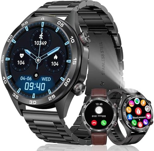 MEGALITH Reloj Inteligente Hombre Llamadas: Whatsapp Bluetooth Smartwatch Compatible Android iOS - Deportivo Fitness Reloj Negro Impermeable