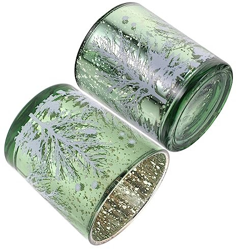 Amosfun 2St Kerzenhalter aus Glas Kerzenständer Kerzenhalter für das Abendessen Rot Tassen christbaumkerzenhalter Christbaum kerzenhalter Teelichthalter aus Glas Weihnachtsverzierung Green