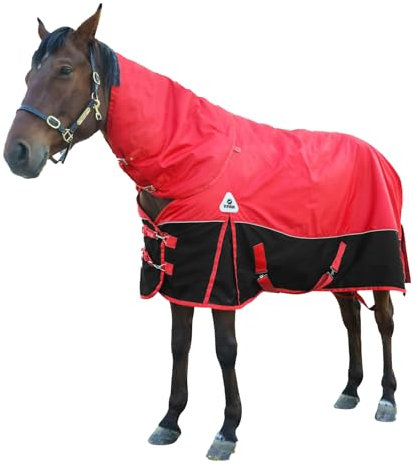McBecdy Pferdedecke für Pferde, 400 g, 1680D, wasserdichte Pferdedecke, Decke mit abnehmbarem Hals/verdickter Außenseite (1,88 m)