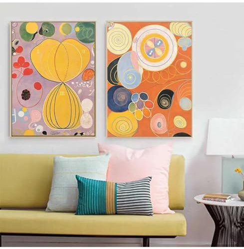 ytonghao Hilma Af Klint, abstraktes Ausstellungsmuseum, Poster, böhmischer Wandkunstdruck, Bild, Leinwandgemälde, Heimschlafzimmerdekor, 50 x 70 cm, 2 Stück, ohne Rahmen