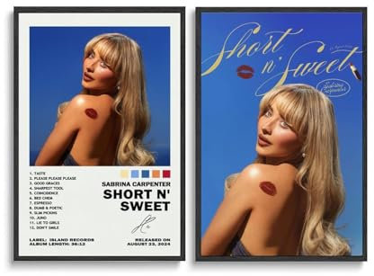 aizhimi Poster Short N' Sweet Sabrina, Sängerin, Tischler, Wandkunst, Leinwand, Poster, Raumdekor, 30 x 45 cm, Stil 3, 2 Stück