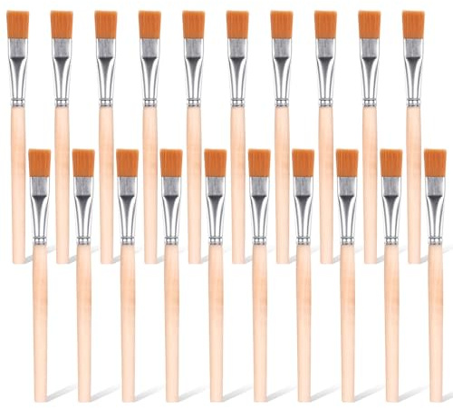 cobee 20 Pcs Wooden Handle Flat Paint Brushes, Craft Paint Brushes Small Paint Brushes, Multi-Purpose Cleaning Artist Brushes Painting Tools Glue Brushes Woodworking for Home Diy Adult