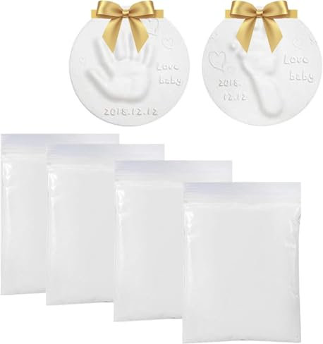 Kit de Arcilla de Huellas de Mano y Pie de Bebé,Arcilla de Modelado para Huella de Pie y Manos del Bebe,4 PCS Kit para Huellas de Bebé,Mano y Pie Impresión Barro,Arcilla Suave,Regalo de Bautizo