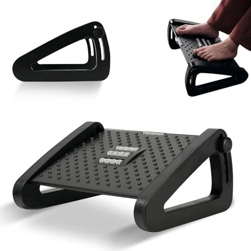 Height Adjustable Foot Rest for Under Desk - 6-Angle Setting Under Desk Foot Stool for Office and Home - Non-Slip Leg Rest Support Stool - Office Desk Accessories for Long Sitting