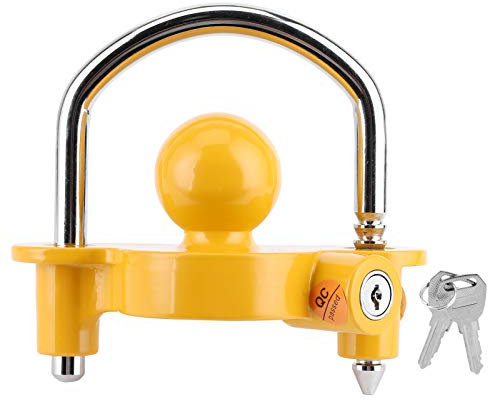 Miosugo Lucchetto con gancio di traino in acciaio inox, antifurto con doppia chiave, serratura a prova di sega per rimorchi da campeggio, serratura frizione + copertura set combinato