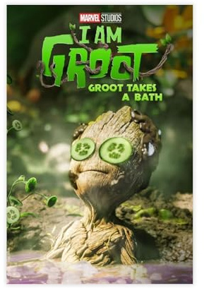 Groot Takes A Bath Leinwand-Poster, Wandkunst, Dekordruck, Bild Gemälde für Wohnzimmer, Schlafzimmer, Dekoration, 30 x 45 cm