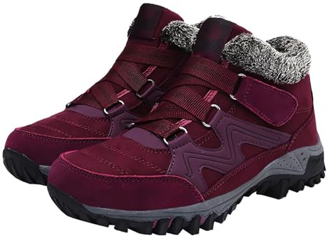 Snow Boots Women Winter Thermal Casual Fur Lined Hiking Camping Climbing Running Walking Shoes Waterproof Booties Wide Fit Adjustable Strap Orthopedic Barefoot Yard Ankle Boots