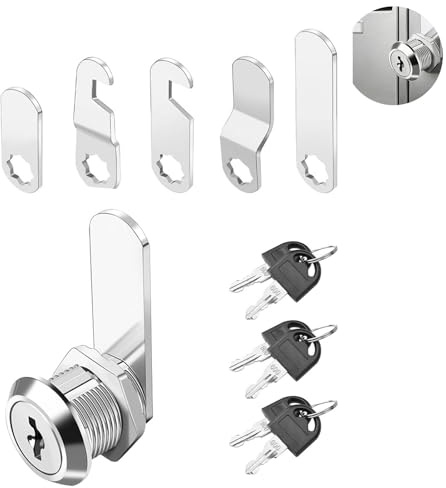 Serrure robuste 16 mm pour boîte aux lettres, armoires et camping-cars - Kit complet avec 6 clés et 5 plaques de verrouillage variées, sécurité renforcée, résistance à la corrosion, usage facile et pr