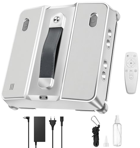 Holilo W54D Fensterputzroboter, Elektrischer Fensterroboter mit Doppelwalzenbürste, Verbessert Für alle Fenster, 5000pa, 8 Düsen, Intelligente Navigation