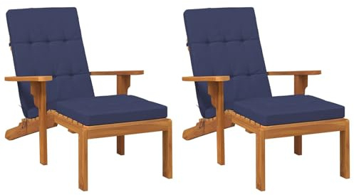 vidaXL Outdoor-Kissen 2 STK. Stoff Marineblau 180 x 55 x 7 cm