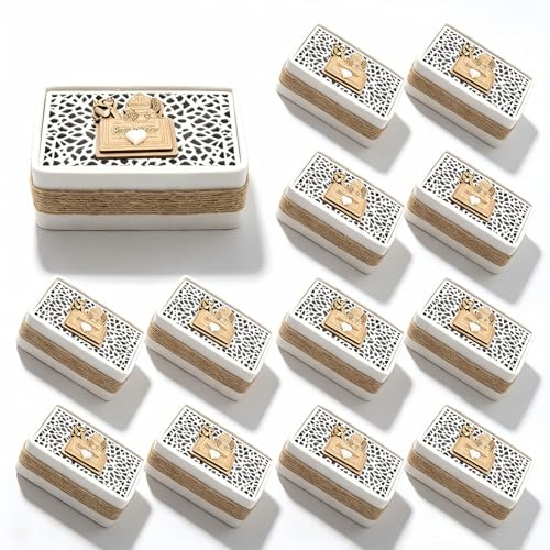Dorunova Set 12 Scatoline Portaconfetti Prima Comunione Bomboniere Legno Calice Bimbo Bimba (Stile C)