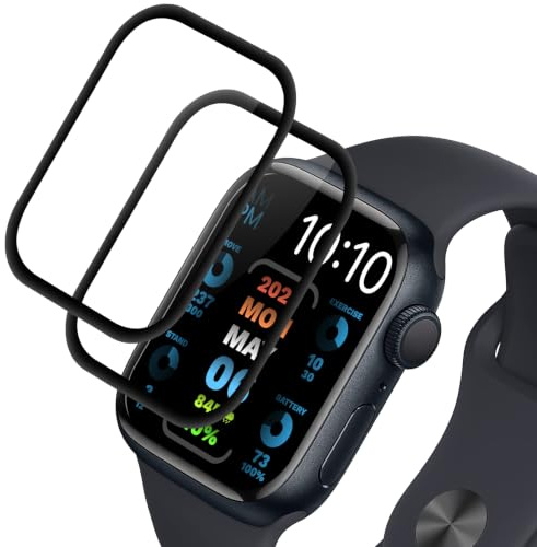 Elecshion 2 Pièces Verre Trempé pour Apple Watch Series 7/8/9 45mm,ecran en verre, Vitre Protection de Anti Rayures, Haute Sensibilité, Sans Bulles,protection écran