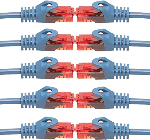 BIGtec - 10 Stück - 0,25m Gigabit Netzwerkkabel Patchkabel Ethernet LAN DSL Patch Kabel blau (2x RJ-45 Anschluß, CAT.5e, kompatibel zu CAT.6 CAT.6a CAT.7) 0,25 Meter
