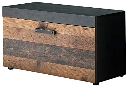 trendteam smart living - Indy - Sitzbank - Graphit Grau/Alteiche - Garderobensitzbank mit 1 Klappe und 2 Einlegeböden - (BxHxT) 80 x 45 x 37 cm - rustikales Design