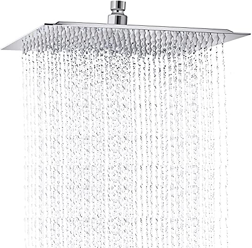 Drenky 8 pollici Soffioni quadrati da doccia a pioggia, in acciaio inossidabile 304 Specchio cromato Faccia alta pressione, per bagno