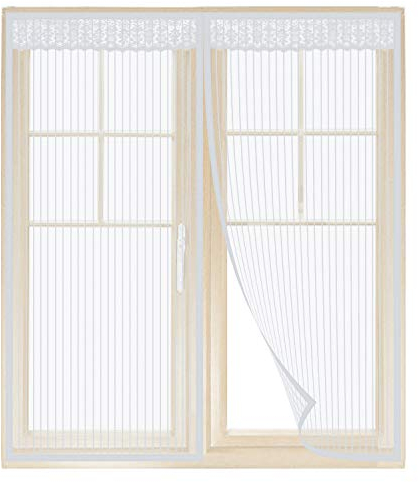 Anpro, Zanzariera magnetica per finestre (100 x 140 cm), efficace contro zanzare, mosche e insetti, con nastro autoadesivo (bianco)