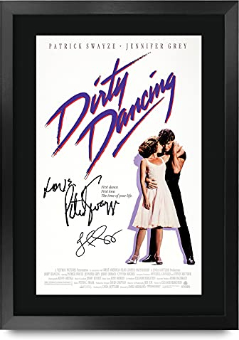 HWC Trading Dirty Dancing A3 Gerahmte Signiert Gedruckt Autogramme Bild Druck-Fotoanzeige Geschenk Für Patrick Swayze Jennifer Grey Filmfans