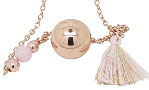 Bola de Grossesse Personnalisable Couleur Or Rose Pompon et Perle en Quartz Cadeau Future Maman de Grossesse F de Bm créations