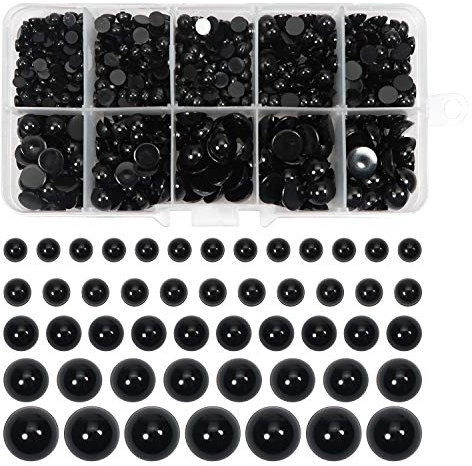 TOAOB 830pcs Plastic Eyes 4mm to 10mm Black Flat Back Cabochon Craft Eyes Doll Eyes for Soft Doll Making DIY Craft Plush Animal