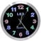 Starlet24 Wanduhr 29,5cm Ø beleuchtet mit bunter LED-Zifferbeleuchtung und Quarz-Uhrwerk (laufruhig, analog, leise, kein Ticken) Silber