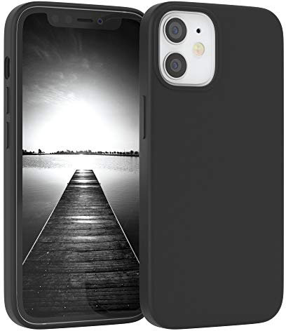 EAZY CASE Premium Silikon Handyhülle kompatibel mit iPhone 12 Mini, Slimcover mit Kameraschutz und Innenfutter, Silikonhülle, Schutzhülle, Bumper, Handy Case, Hülle, Softcase, Schwarz