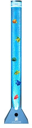 Straame 90cm Colour Changing LED Light Bubble Fish Mood Lamp with Colourful Artificial Tropical Fishes, Sensory Relaxing Atmosphere Mood Light (90 cm, Blue)