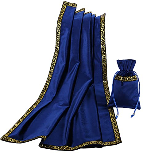 BLESSUME Tarot-Tischdecke Wicca Wicca aus Samt mit Tarotbeutel One Size (Blau 1)