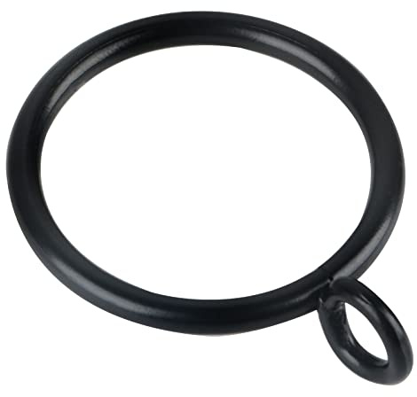 Black Drapery Curtain Ring with Eyelet for Up to 1.0-inch Curtain Panels, Set of 30 PCS – Black Curtain Rings