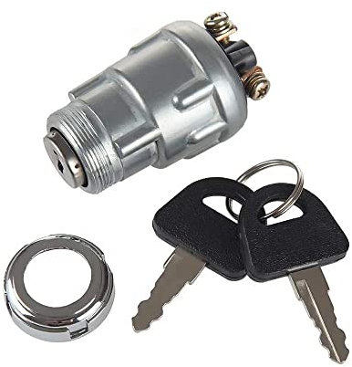 CENPEK Interruptor de arranque de encendido con 3 posiciones, 3 terminales de conexión, 2 llaves para automóvil, motocicleta, tractor, agrícola, modificado, Pit Quad, Go Kart, UTV, ciclomotor, Buggy