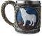Stainless Steel Wolf Mug, Resin 3D Stereoscopic Retro Wolves Cup, Coffee Mug, Halloween Beer Mug Metal Cup,Wolf Decor Wolf Gifts for Men