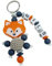Schlüsselanhänger mit Namen personalisiert - 3D Fuchs mit Häkelperle - orange grau hellgrau - Namensanhänger für Kinder Mädchen Junge