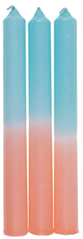 DIP DYE Stabkerzen mit Farbverlauf Kerzen Lang 3er Set Neon Bunt - Apricot - Türkis