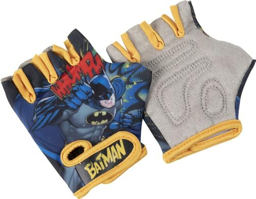 Paar Baby-Fahrradhandschuhe Batman Superhero gelb schwarz Mann Fledermaus DC Comics fingerlos