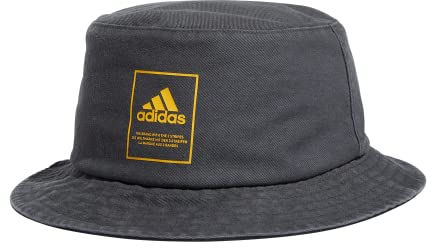 adidas Men's Lifestyle Bucket Hat, Grey Six/Bold Gold/Black, One Size