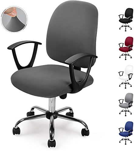 Eozakavod Bezug für Bürostuhl Bürostuhl-Bezug Waschbarer elastischer Sitzbezug Computer-Bürostuhl Bezug Universal Stuhl Bezüge Drehstuhl Bezüge Set für Bürostuhl Armlehnen Stuhl (no Stuhl) (Grau,1)