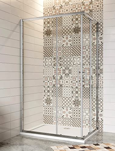 Aica Sanitär Duschkabine Eckeinstieg 110x90cm Duschabtrennung Schiebetür 6mm Nano Glas Dusche 195cm