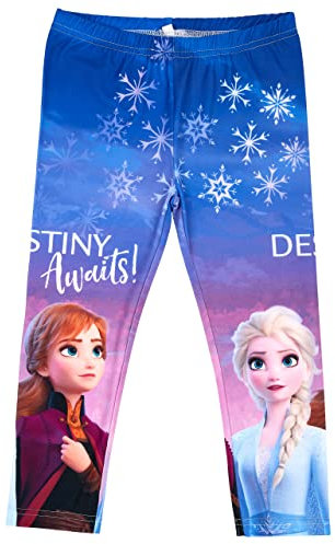 Disney Eiskönigin-Frozen Mädchen Leggings Hose mit Anna und ELSA Motive (Blau 4, Größe 134)