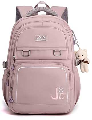 FANDARE Mochilas Escolares Juveniles Mochilas Escolares Mochilas Infantiles Mochilas Tipo Casual para Niños Niñas Viaje Estudiante Universitario Daypacks con Colgante de Felpa Violeta