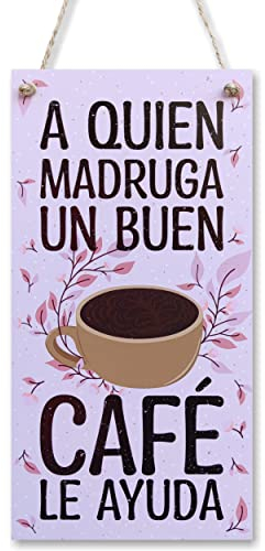 CARISPIBET A quien madruga décoracion para el hogar adorno colgante decorativo para la cocina placa decorativa 30 x 15 cm