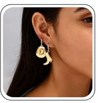 Inateannal Goldene Kreolen-Ohrringe, zierlicher Hut, Stiefel, baumelnde Ohrringe, Cowboy-Cowgirl, asymmetrisch, Statement-Ohrring, hypoallergen, Ohrschmuck für Damen